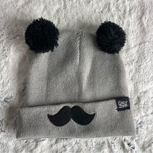 Cozy Zone Black Moustache Gray and Black Unisex Beanie